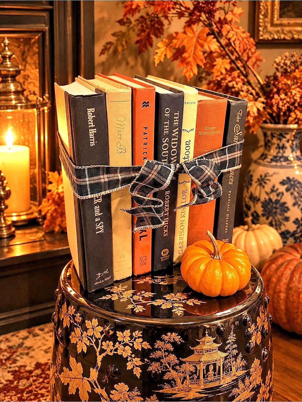Halloween Decorative Book Stack with Ribbon - Picture 2 of 3